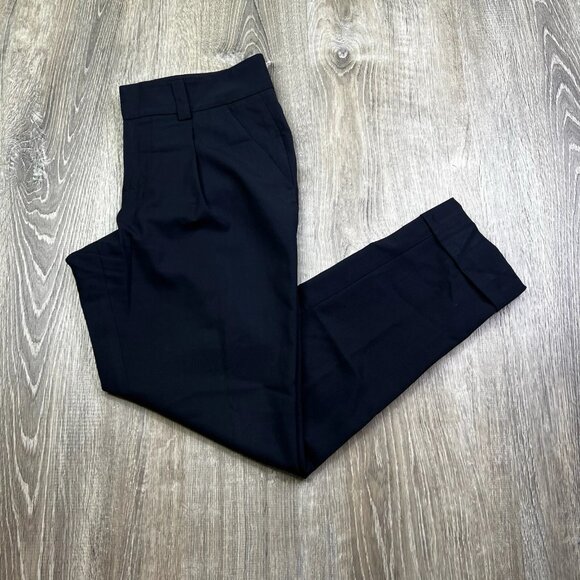 Alice + Olivia Pants Womens 4 Navy Blue Employed Wool Blend - Picture 1 of 13